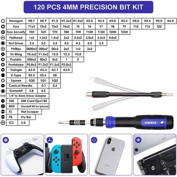 Precision Screwdriver Set 191Piece Multi-Bit Screwdriver 1/4Inch Nut Driver Home - Picture 6 of 6